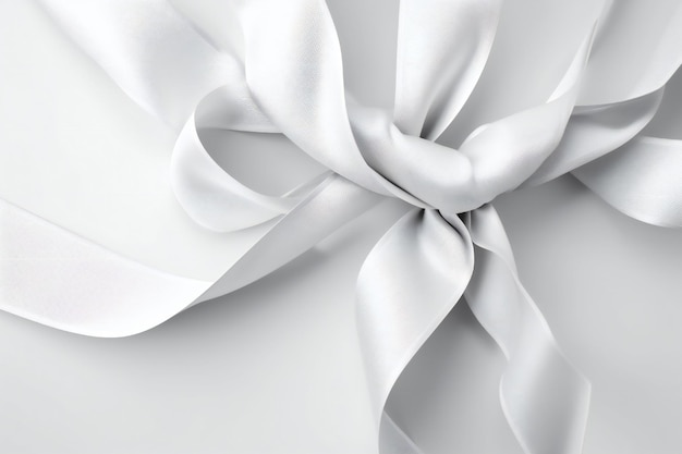 Premium AI Image  A white silk ribbon is tied to a white background.