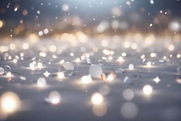 Foto luci bokeh astratte bianche, argento e oro