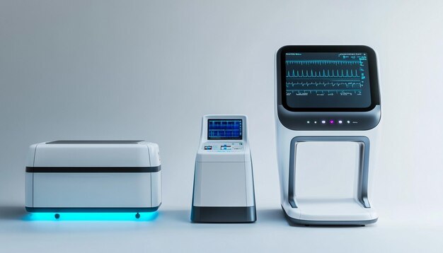 Photo a white and silver printer with a digital display on it