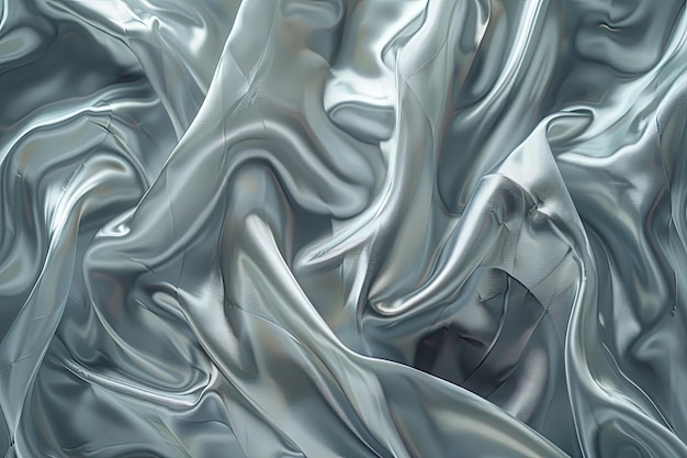 Белая серебряная шелковая ткань с мягким размытым рисунком
