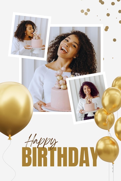 White Simple Birthday Photo Collage 1