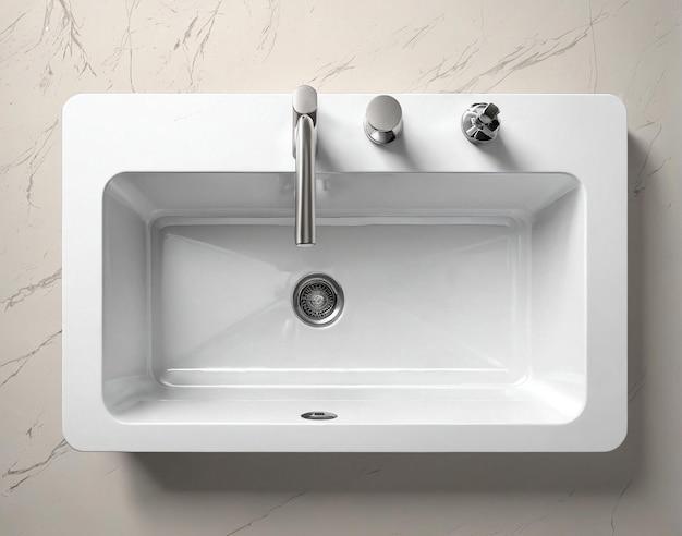 Photo a white sink with a fa