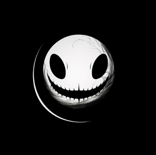 Photo a white skull with a black background and a white face with a black background.