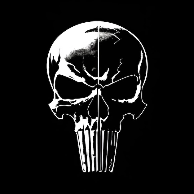 A white skull with the word punisher on it