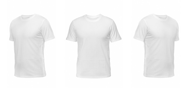 Photo white sleeveless t-shirt. t-shirt front view three positions on a white background