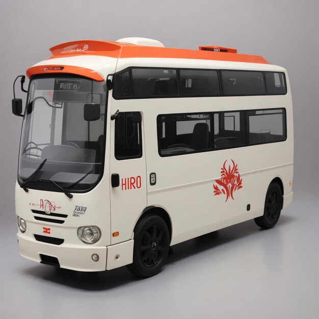 White small bus for urban and suburban for travel car with empty body for design and advertising 3d illustration