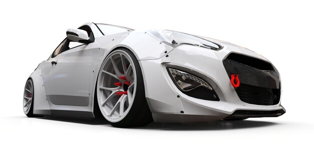 White small sports car coupe. 3d rendering.