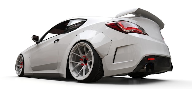 White small sports car coupe. 3d rendering.