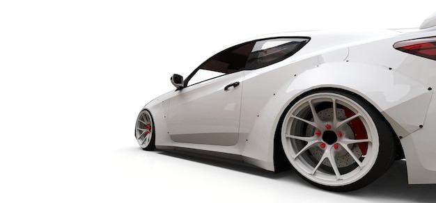 White small sports car coupe. 3d rendering.