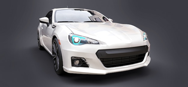 White small sports car coupe 3d rendering