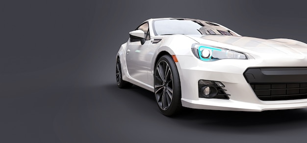 White small sports car coupe. 3d rendering.