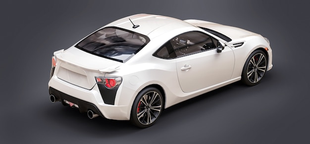 White small sports car coupe. 3d rendering.