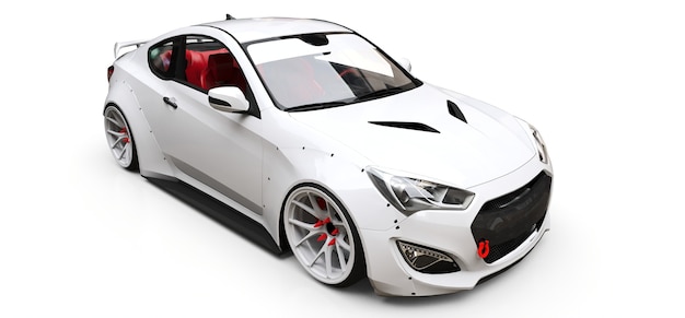 White small sports car coupe. 3d rendering.