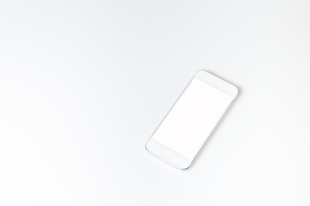 Photo white smartphone mockup.