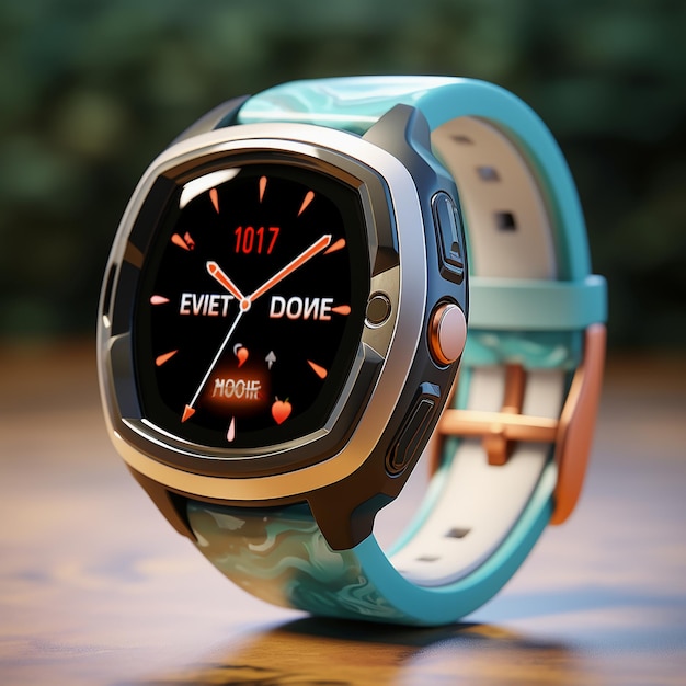 White smartwatch with dynamic background fitness tracking waterproof