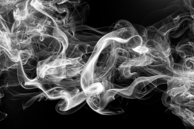 White smoke abstract on black background, fire design