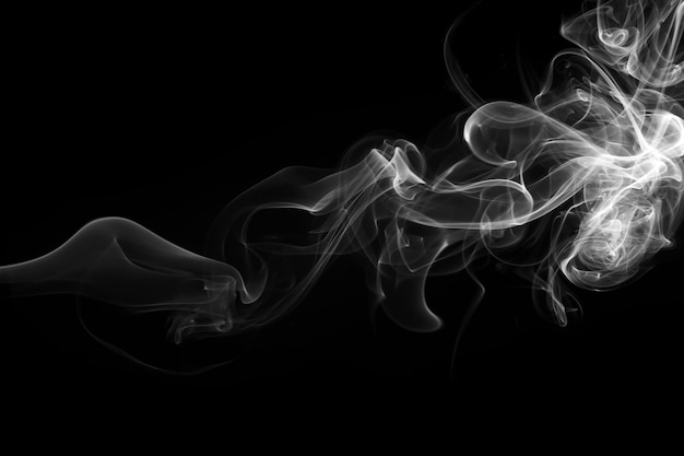 White smoke abstract on black background, fire design