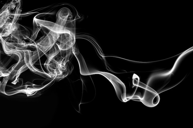 White smoke abstract on black background fire design