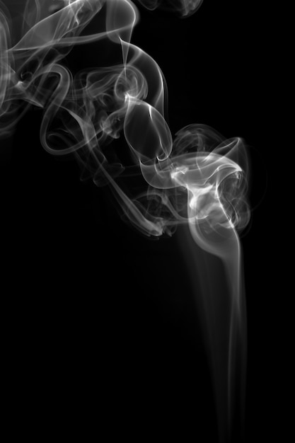 White smoke abstract on black background, fire 