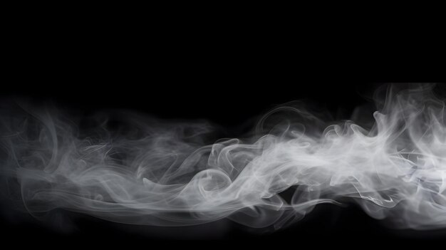 Фото Белый дым и туман на чёрном фоне абстрактные облака дыма дым на черном фоне