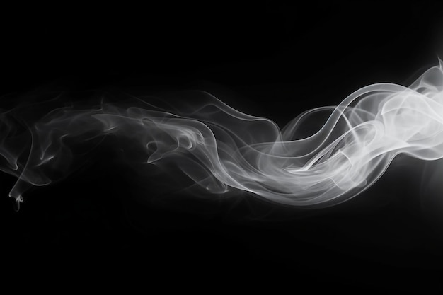 Photo white smoke in black background and blank space