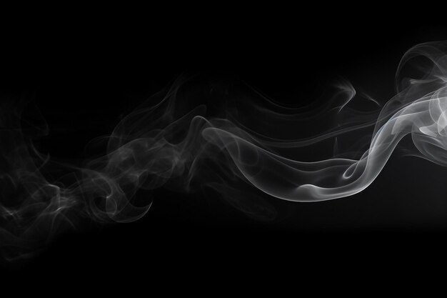 Photo white smoke in black background and design space