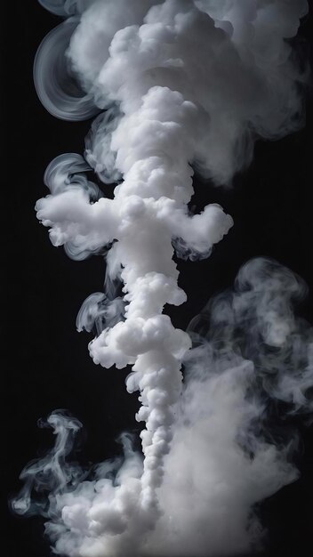 Foto raccolta di fumo bianco su sfondo nero