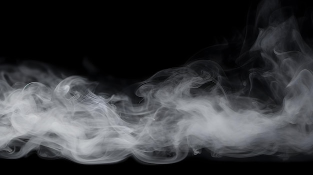 白い煙と黒い背景の霧 抽象的な煙雲 黒い背景上の煙
