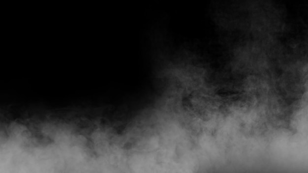 White smoke or fog isolated on black background.