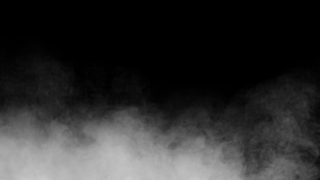 White smoke or fog isolated on black background.