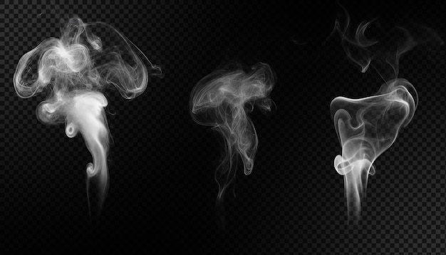White smoke and fog on Transparent Background