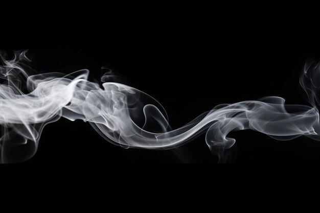 Фото Белый дым на черном фоне и пространство для копирования