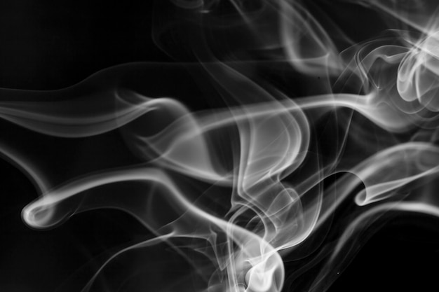 White  smoke motion on black background.