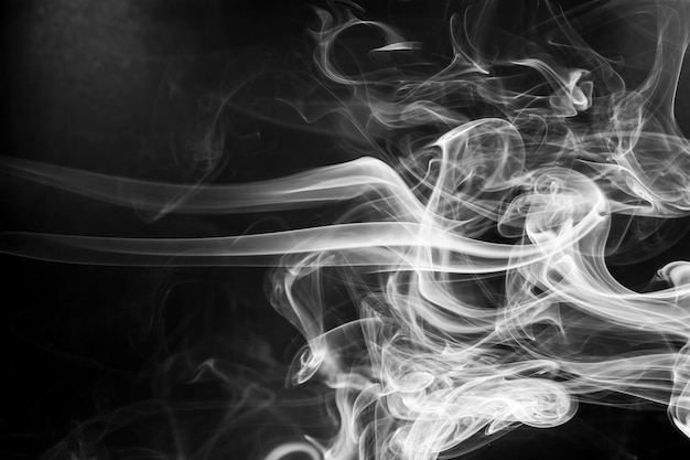 White  smoke motion on black background.