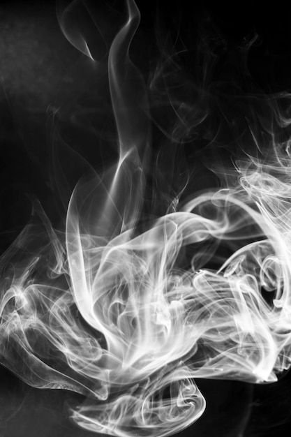 Movimento di fumo bianco su sfondo nero.