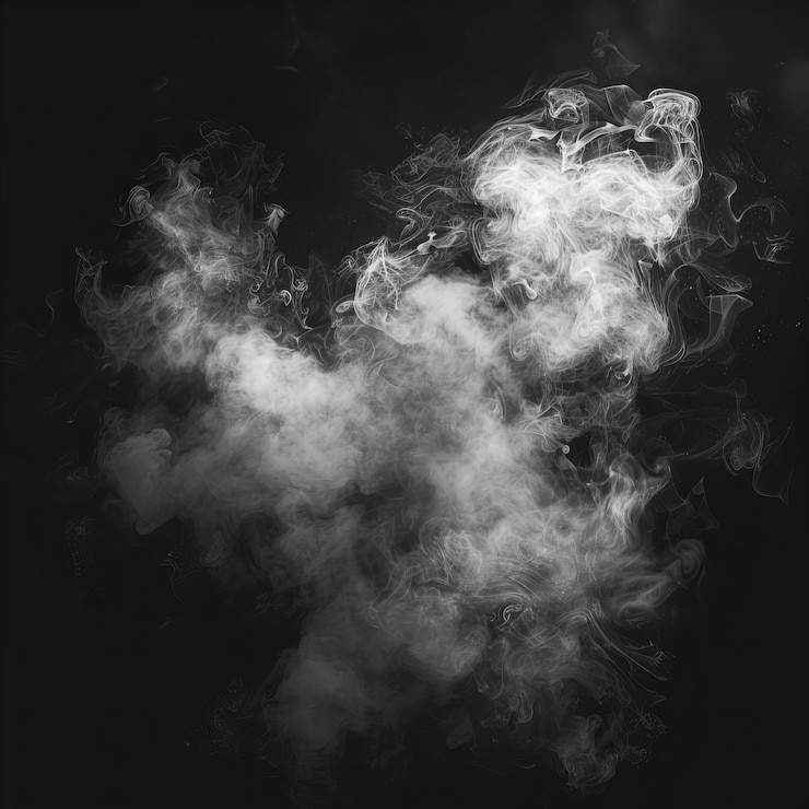 Photo white smoke overlay effect on a black background offering a realistic and detailed smoke texture