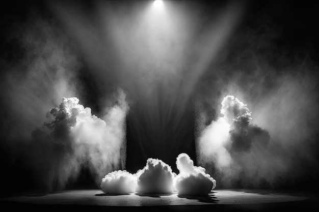 White smoke in the spotlights for the stage backdrop