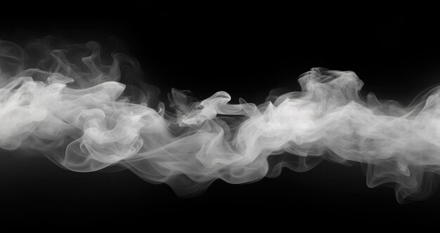 写真 黒い背景のバナーに隔離された白い煙の質感