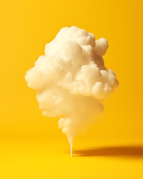 Photo a white smoke on a yellow background