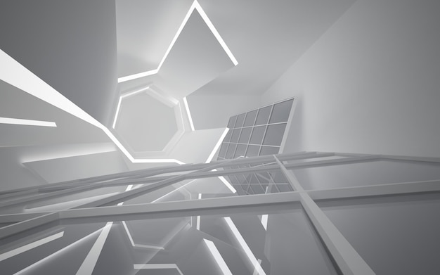 White smooth abstract architectural background. 3D illustration and rendering