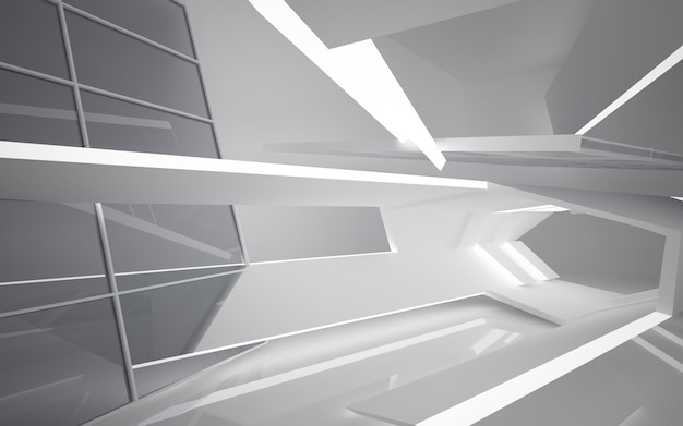 White smooth abstract architectural background. 3D illustration and rendering