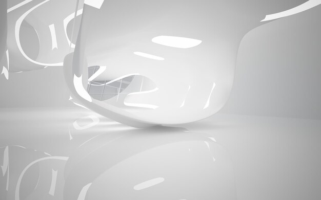 White smooth abstract architectural background. 3D illustration and rendering