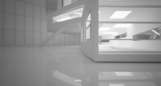 White smooth abstract architectural background 3D illustration and rendering