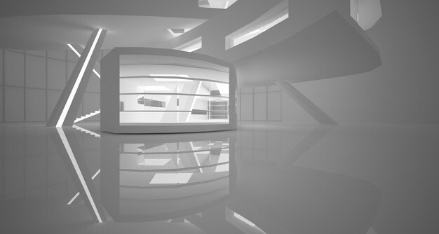 Foto sfondo architettonico astratto liscio bianco illustrazione 3d e rendering