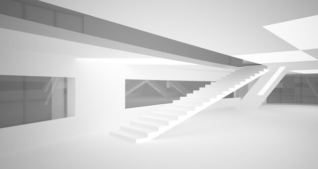 White smooth abstract architectural background 3D illustration and rendering