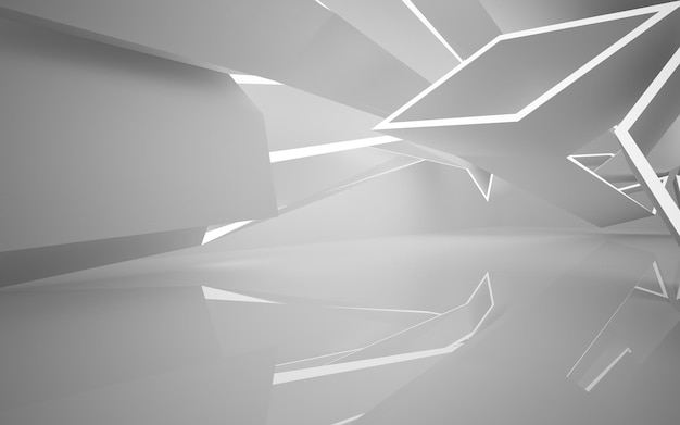 White smooth abstract architectural background. 3D illustration and rendering