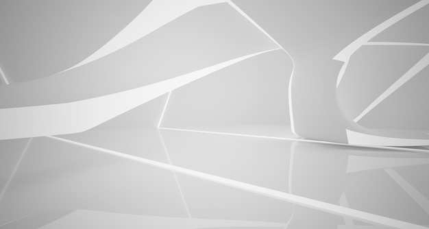 White smooth abstract architectural background 3D illustration and rendering