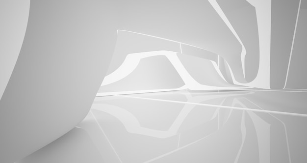 White smooth abstract architectural background 3D illustration and rendering