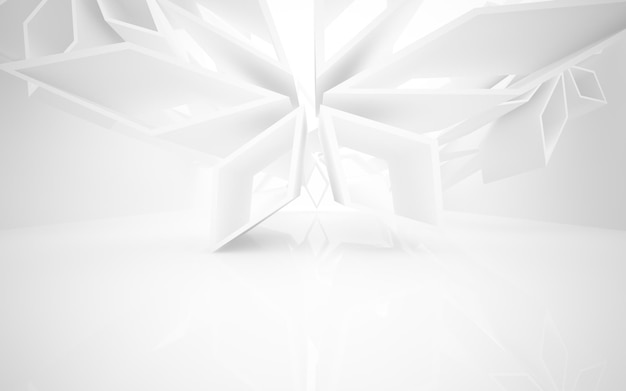 White smooth abstract architectural background. 3D illustration and rendering