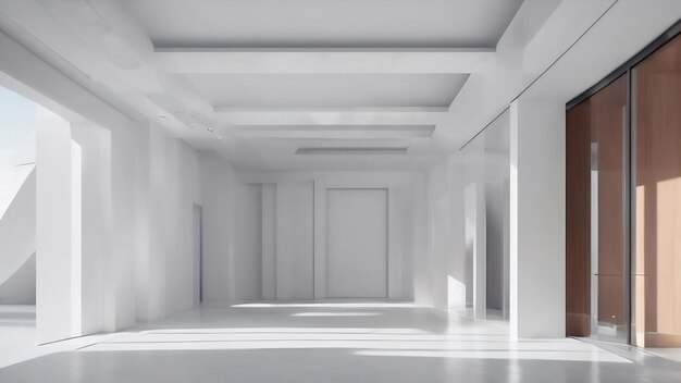 白い滑らかな抽象的な建築背景の3Dイラストとレンダリング